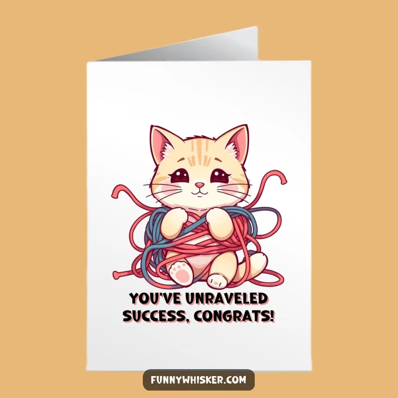 Witty Free Printable Congrats Card: Yarn Cat's Chaos, Brilliant Downloadable Gift Idea