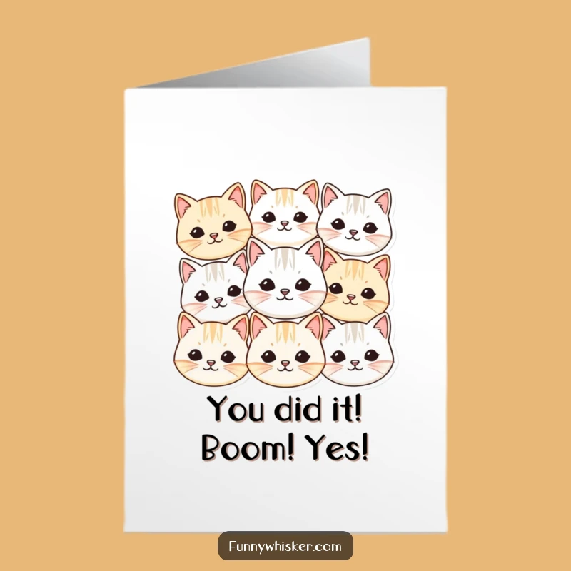 Free Printable Congrats Card: Vibing Cat Faces, Funny Downloadable for Joyful News!