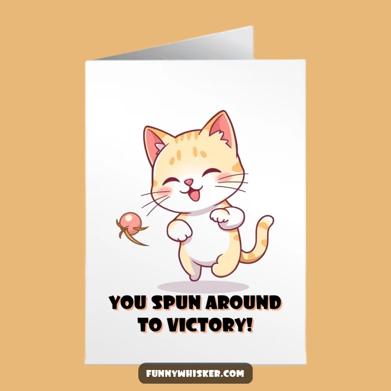 Free Printable Congrats Card Dizzy Cat: Whiskers Victory Spin Downloadable