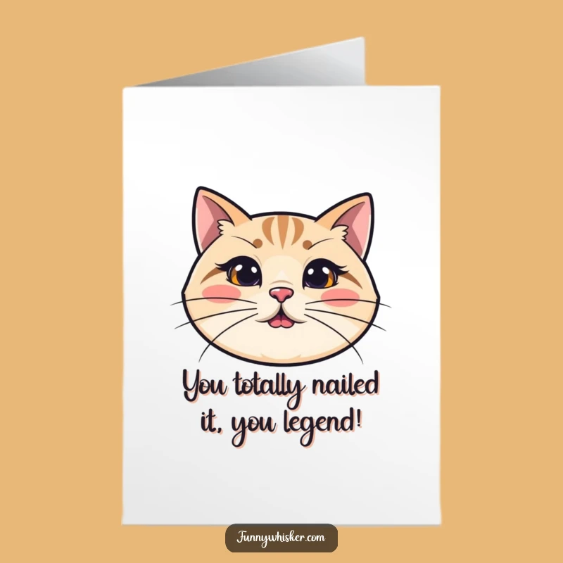 Free Printable Congrats Card: Long Whiskered Cat, Funny Downloadable for Any Achievement!