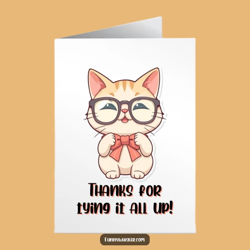 Free Printable Thank You Card: Cat Bow Tie Thanks Funny Downloadable Gift