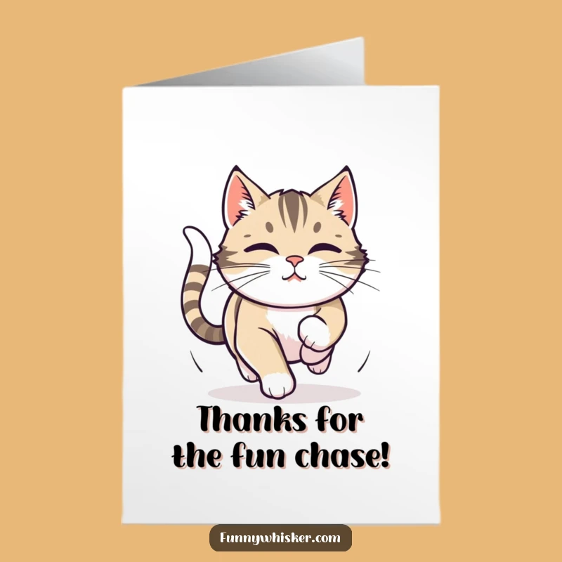 Free Printable Thank You Card: Cat Chasing Tail, Funny Downloadable Gift
