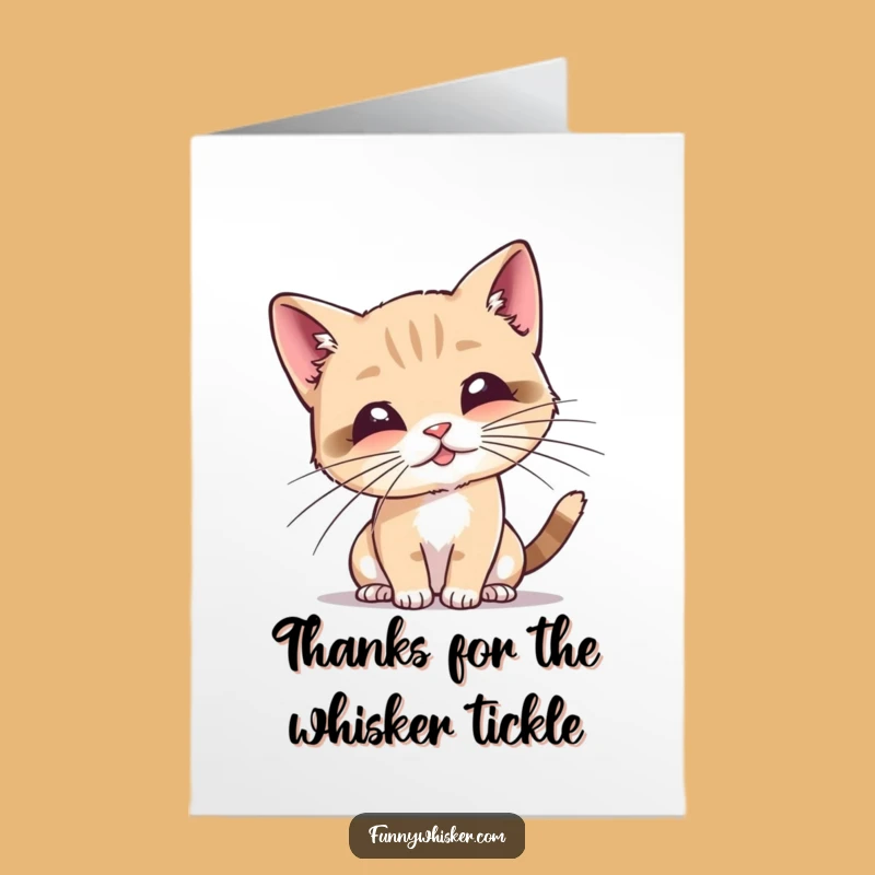 Free Printable Thank You Card: Funny Cat Whiskers, Playful Gratitude Downloadable