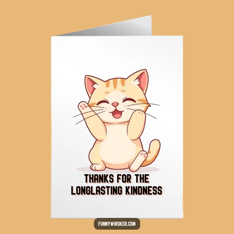 Free Printable Thank You Card: Funny Stretchy Cat with Extra-Long Whiskers