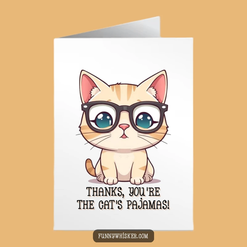 Free Printable Thank You Card: Whiskered Cat Gratitude Funny Downloadable Gift