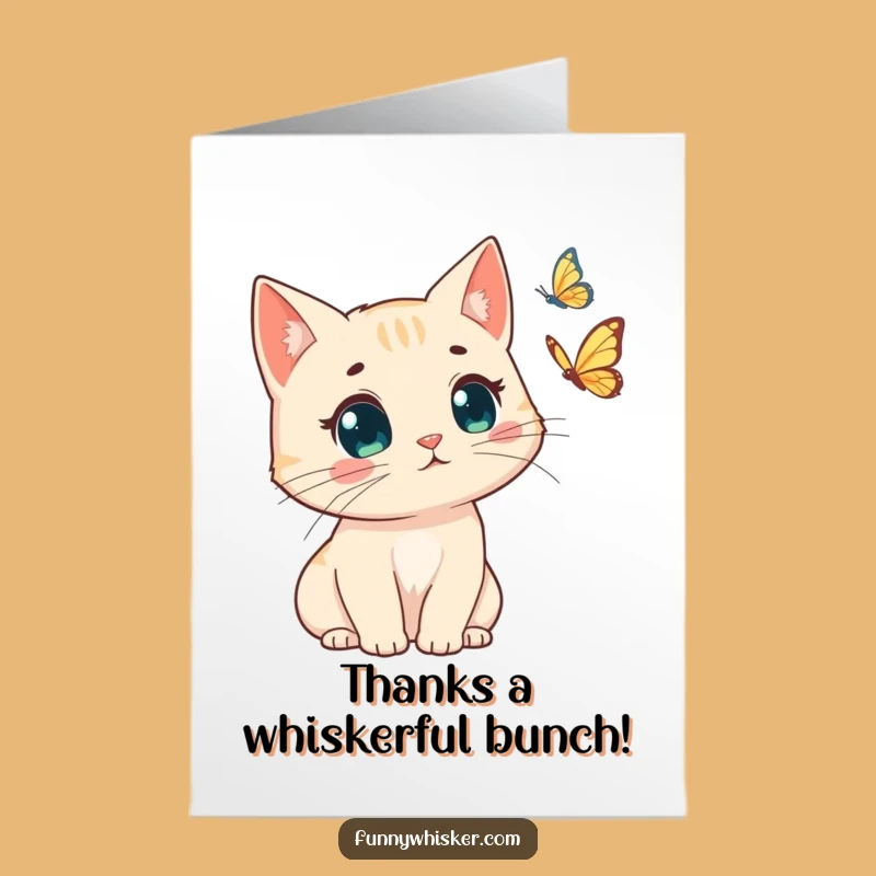 Funny Free Printable Thank You Card: Cat & Butterfly Surprise, Thoughtful Downloadable Appreciation Gift