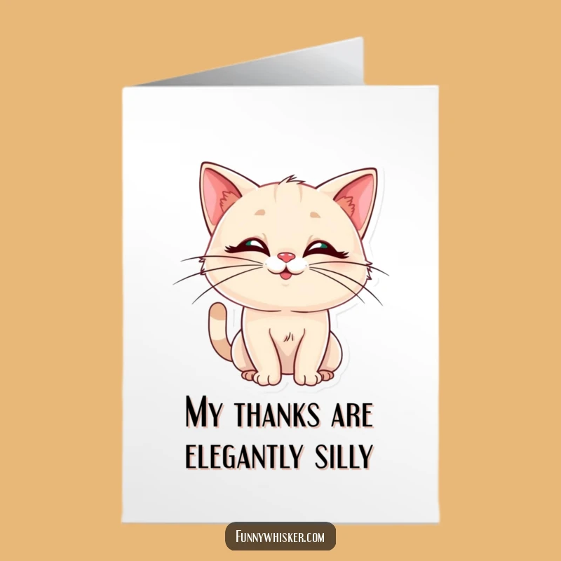 Funny Free Printable Thank You Card: Cat's Silly Pose, Elegant Whiskers, Thoughtful Downloadable Gift
