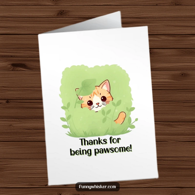 Funny Free Printable Thank You Card: A cat's twitching whiskers are visible, peeking to say thank you.