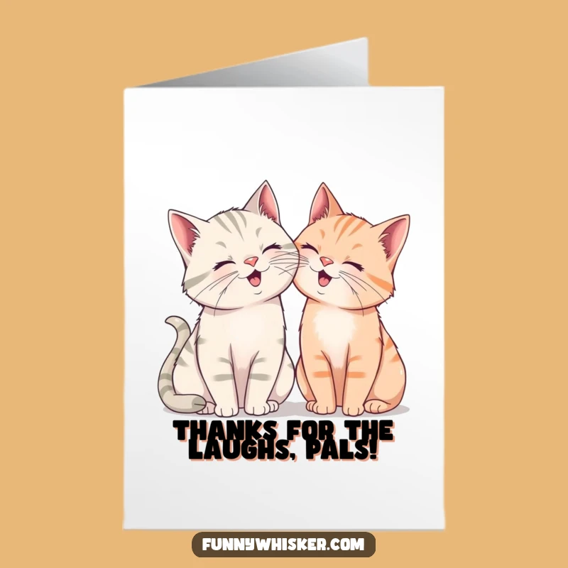 Free Printable Thank You Card: Giggling Cats With Big Whiskers - Funny Downloadable Gratitude