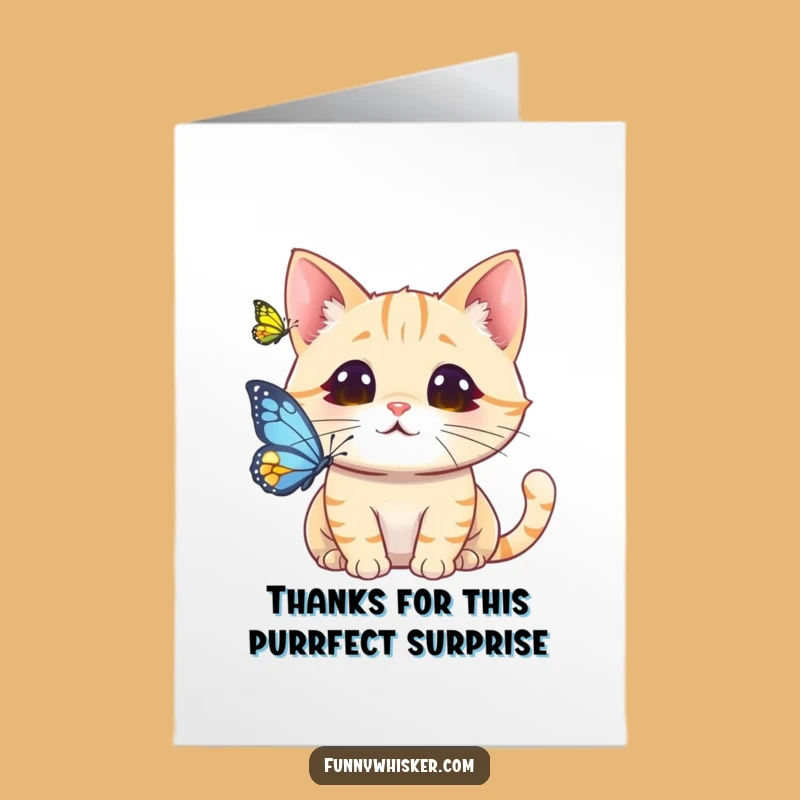 Free Printable Thank You Card: Cat's Surprised Whiskers Thank You