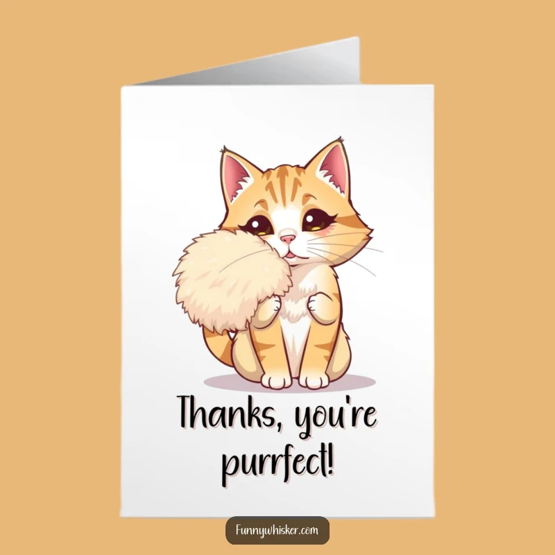 Free Printable Thank You Card: Dramatic Cat Fanning, Chic Downloadable Gift