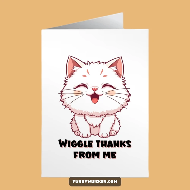Free Printable Fluffy Cat Thank You Card: Wiggling Gratitude Downloadable Gift of Thanks
