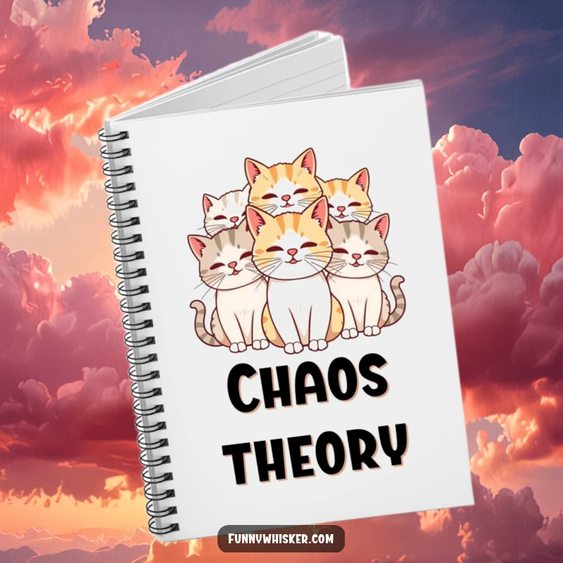 Funny Cat Notebook with cats' long, intertwined whiskers, ideal for notes and sketches, a wonderfully funny gift.