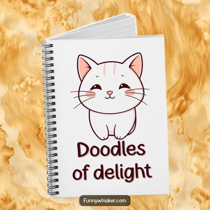 Funny notebook with a single, bold, playful curved line representing a cat whisker, ideal for humorous and minimalist note-taking.