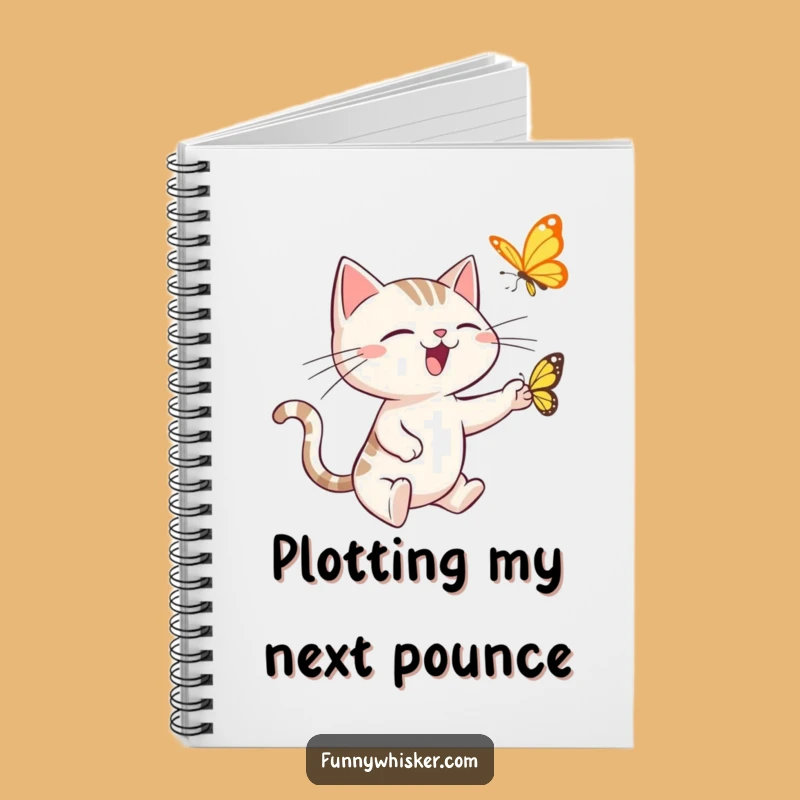 Funny Cat Notebook: Spiky Whiskers Butterfly Chase Journal Gift