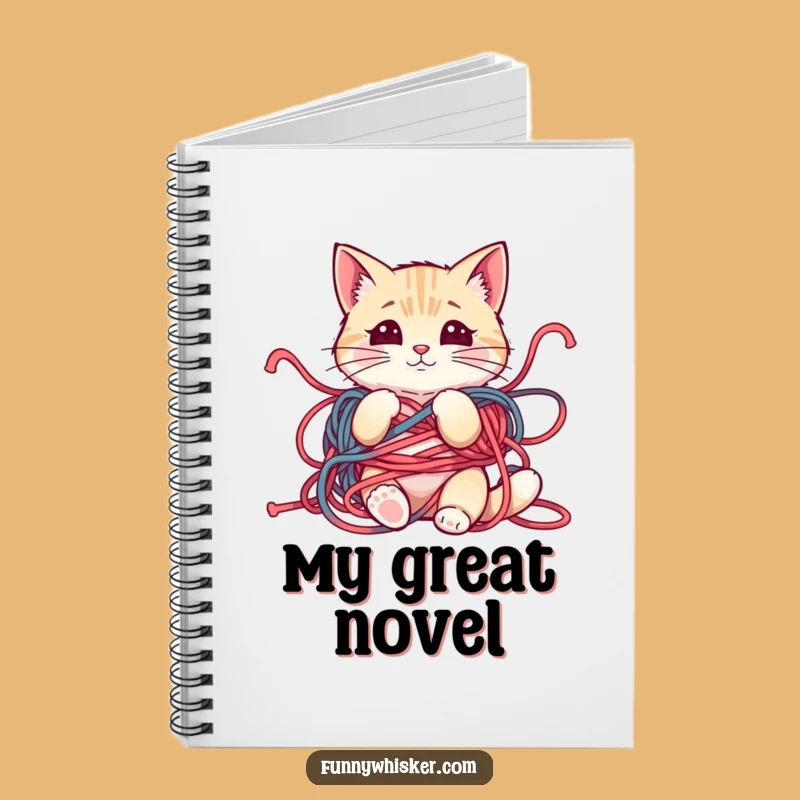 Funny Yarn Cat Notebook: Jot Down Ideas, Whiskers Askew, Great Funny Gift