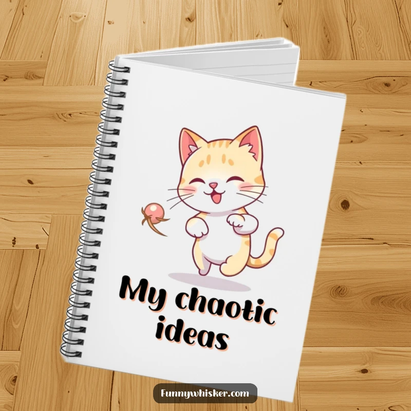 Funny Cat Dizzy Notebook: A cat chasing its whisker in a dizzy loop inspires creative, perhaps slightly chaotic, note-taking.