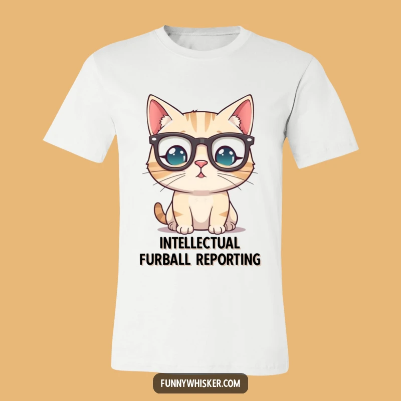 Funny Spectacled Cat T-Shirt - Hilarious Whiskered Feline Tee for Comedic Charm