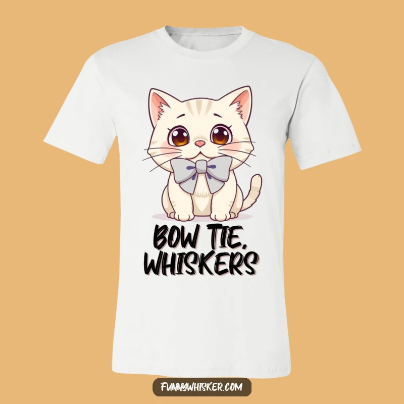 Funny Surprised Cat T-Shirt - Big Bow Feline Tee, Gift for Cat Lovers