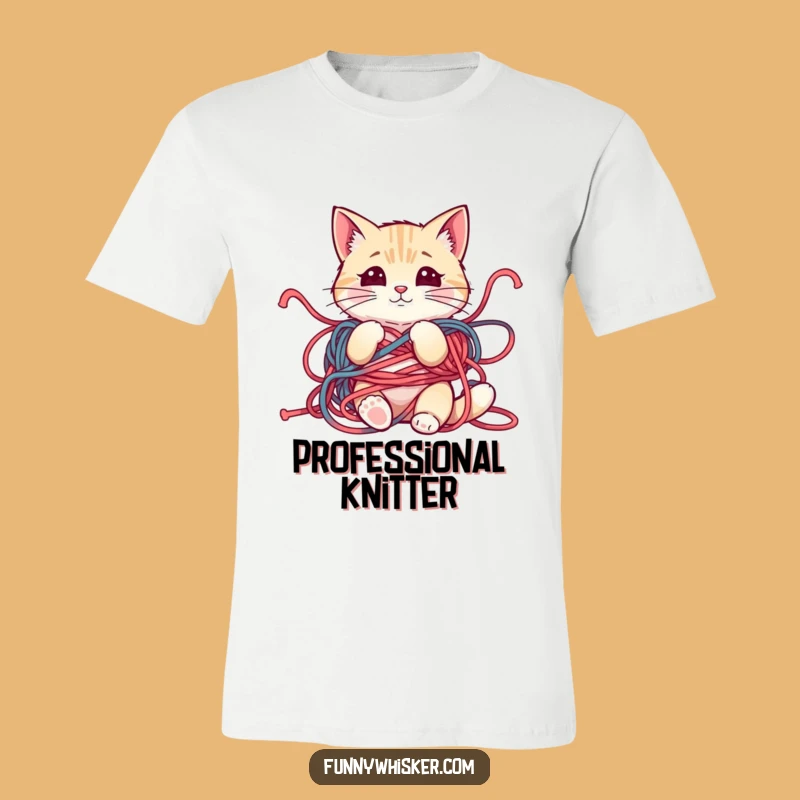 Funny Yarn Cat T-Shirt: Mischievous Whiskers Askew, Ideal Funny Gift for Cat Lovers