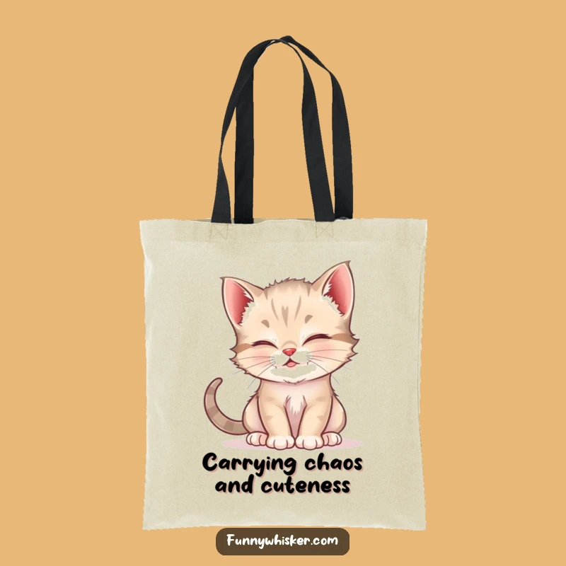 Funny Kitten Whisker Tickle Tote Bag - Stylish Prankster Cat Accessory, Great Funny Gift