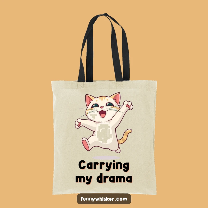 Funny Cat Leaping Tote Bag - Exhilarating Motion Cat, Perfect Grocery Funny Gift