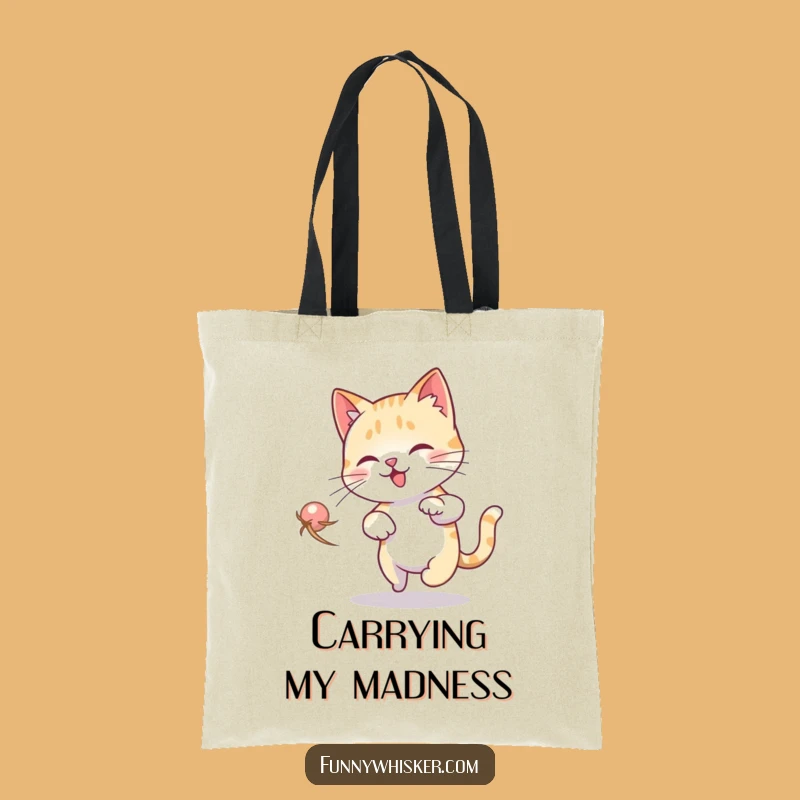 Funny Cat Dizzy Tote Bag: Whisker Chase Accessory, Chic and Hilarious Gift