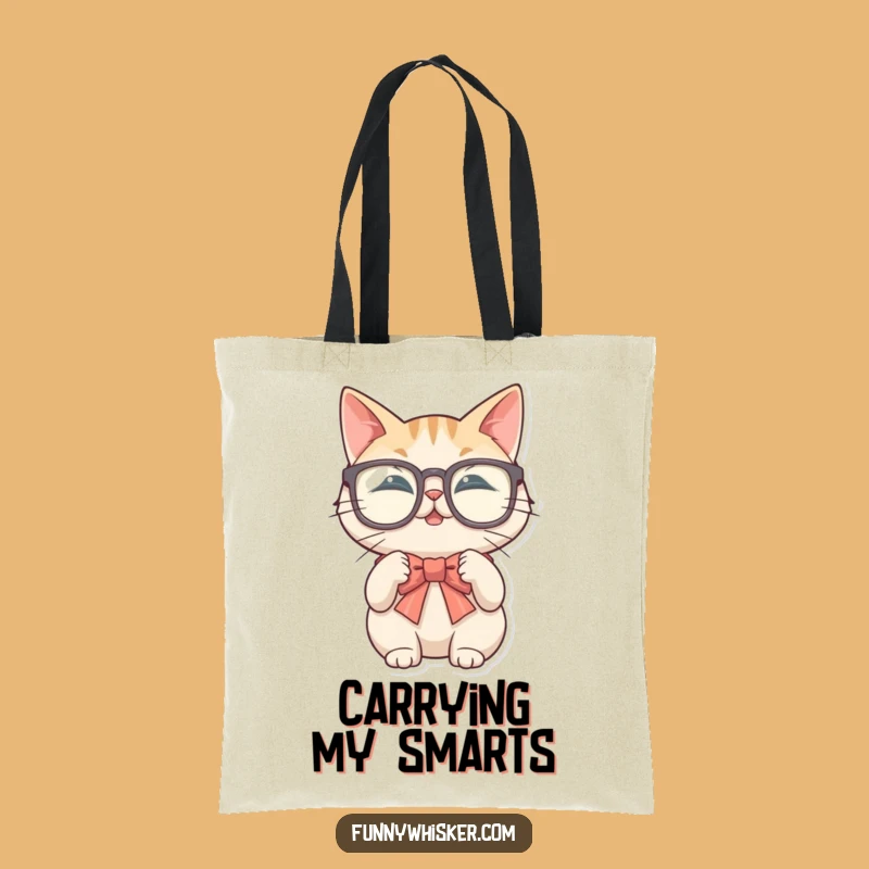 Funny Glasses Cat Tote Bag - Stylish Bag with Feline Formal Flair