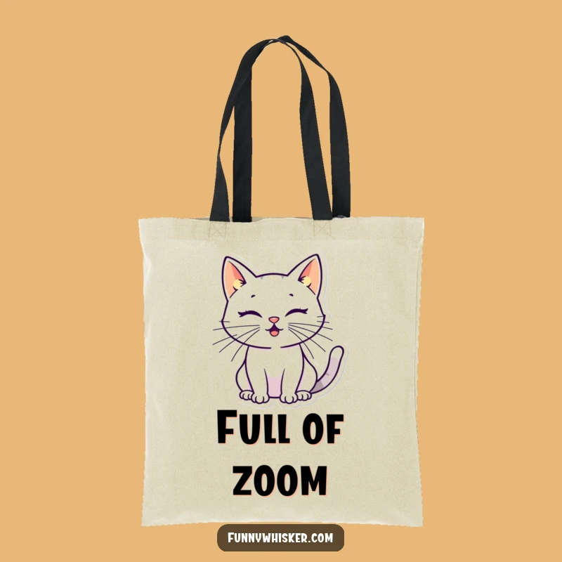 Funny Cat Silhouette Tote Bag: Energetic Whiskers - Chic & Humorous Gift