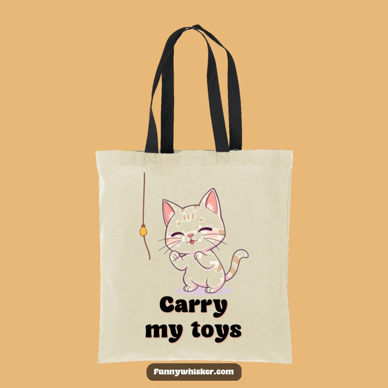 Funny Cat String Play Tote Bag - Whimsical & Humorous Cat Accessory