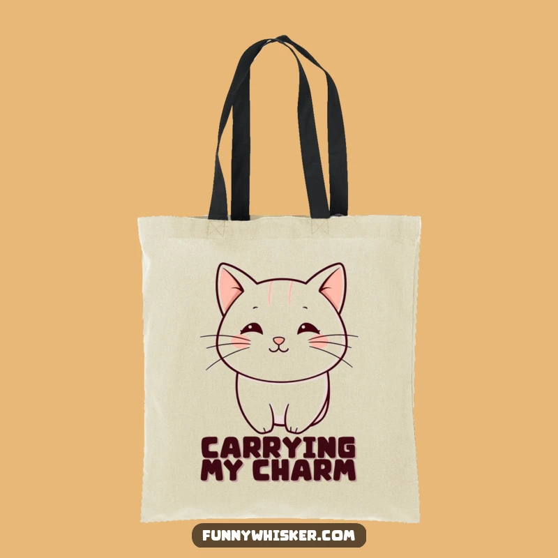 Funny Cat Whisker Tote Bag: Playful Curve - Chic Accessory Gift