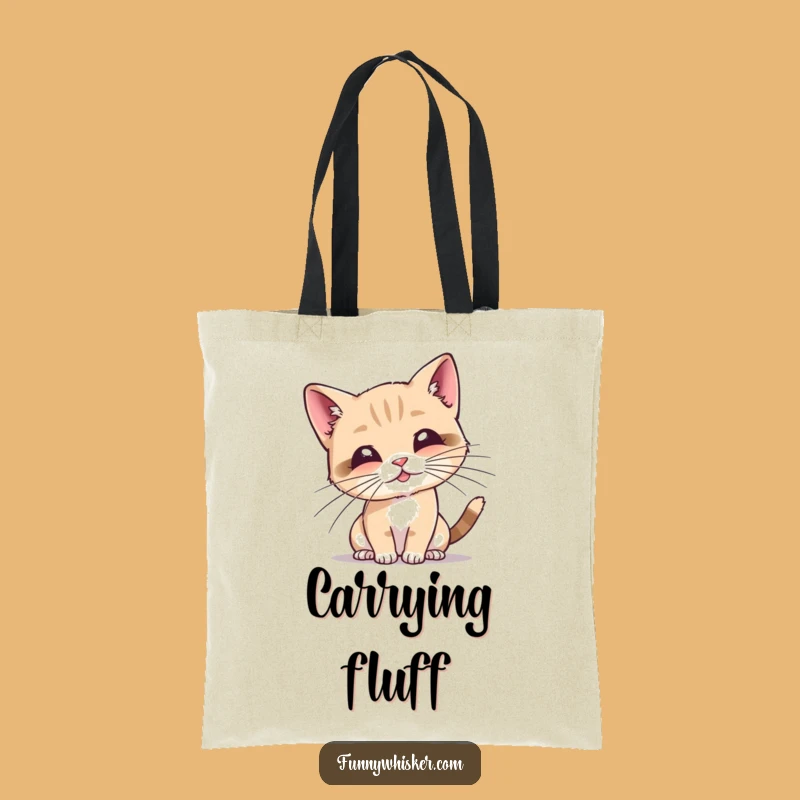 Funny Cat Whiskers Tote Bag: Tiny Feline Batting, Chic Humorous Gift