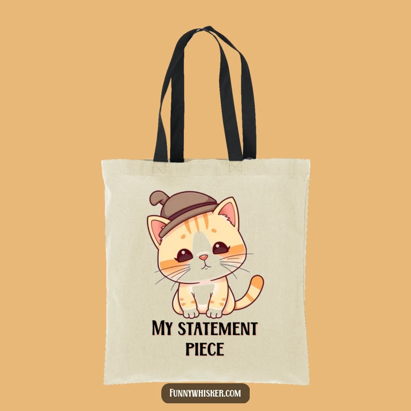 Funny Silly Hat Cat Tote Bag - Twitching Whiskers Style, Perfect Funny Gift