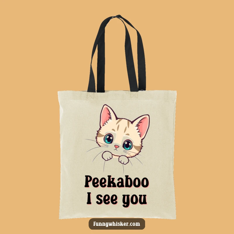 Funny Tiny Cat Whisker Peek Tote Bag - Stylish Curiosity for a Perfect Funny Gift