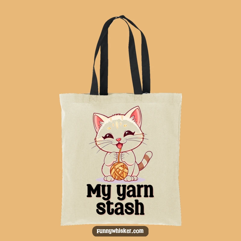 Funny Yarn Ball Kitten Tote Bag - Whimsical Cat Play Accessory